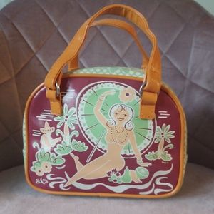 Vintage Dirty Girl Trendy Cute Vinyl Small Bowler Bag Purse